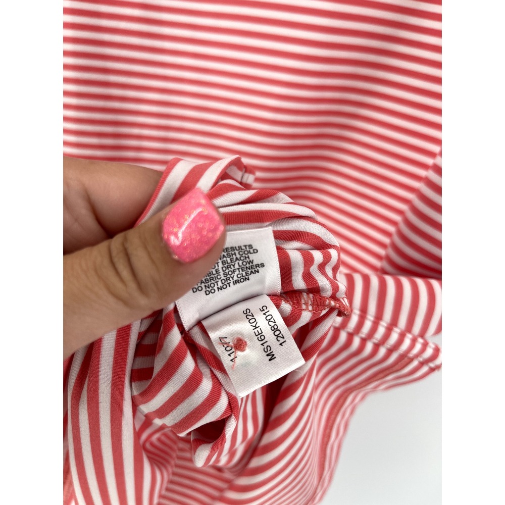 Peter Millar Men's Summer Comfort Coral Striped Polo Size Large - Picture 5 of 5